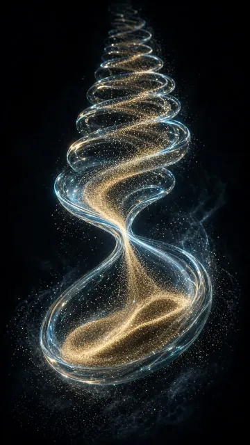 Particles image example: Spiraling Particle Hourglass Concept Art