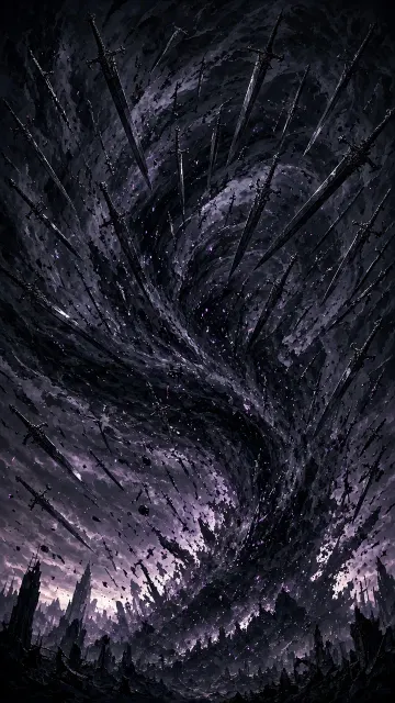 Action Scene image example: Dark Particle Sword Will Tempest Fantasy Battle Scene