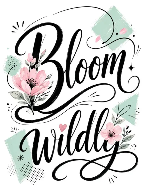 Botanicals image example: Floral Hand-Lettered Art Typography