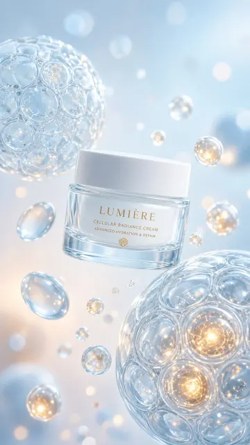 Luxury Skincare image example: Microscopic Cellular Spheres Luxury Skincare Poster
