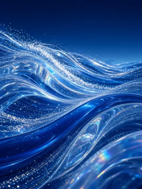 Blue Tech Particle Waves Abstract Background