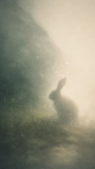 Soft Pastels image example: Dreamy Green Grain Bunny Minimalist Illustration