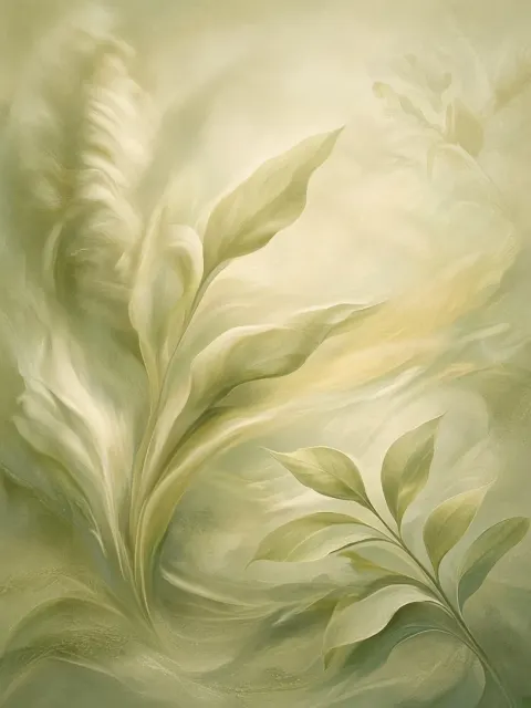 Creamy Spring Foliage Minimalist Art Wallpaper