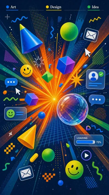 Dynamic Composition image example: Acid Memphis Radial Dynamic Poster