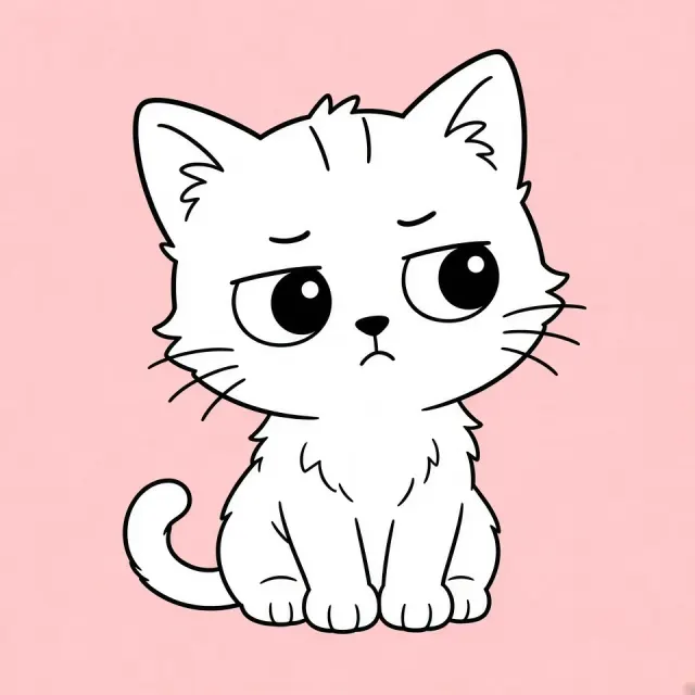 Minimalist Doodled Pouting Kitten Avatar