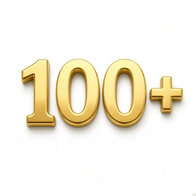 Embossed image example: Golden 3D Number 100+ Typography