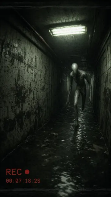 liminal space image example: Analog Horror Abandoned Hallway Scene