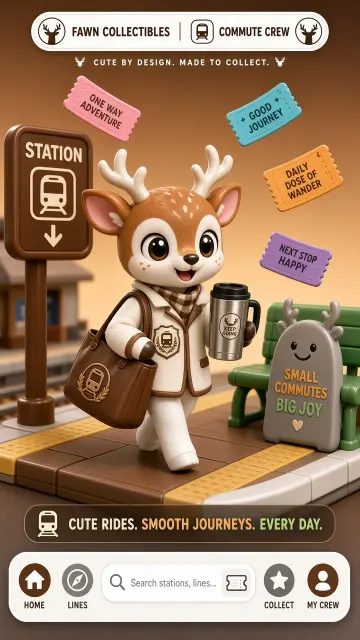 3D Glossy Vinyl Toy Train Station Illustration