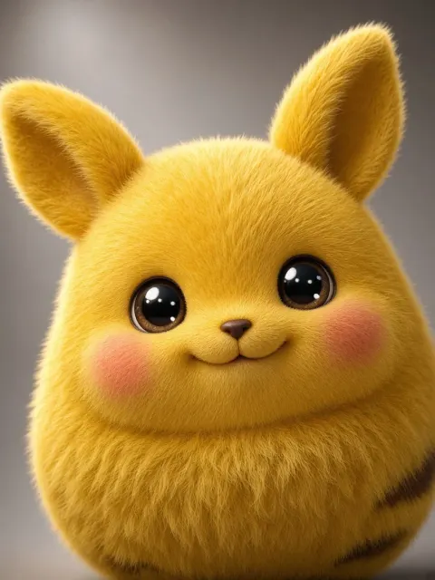 Gradient Background image example: Chubby Chibi Electric Creature Photorealistic Portrait