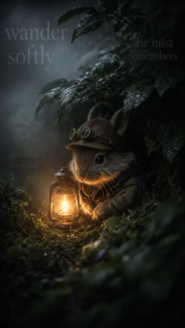 Low-Light image example: Moody Night Explorer Bunny Illustration