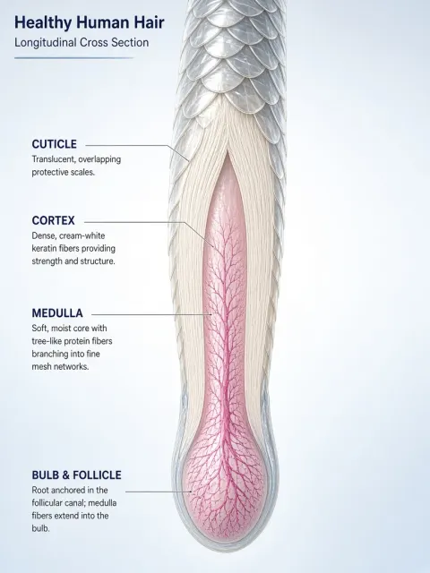 scientific diagram image example: 3D Medical Cross Section of Hair Anatomy