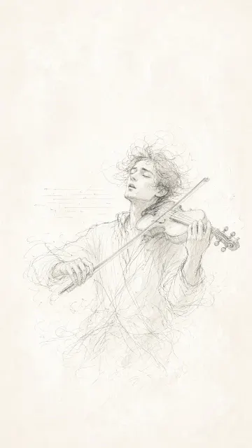 Sketch Art image example: Minimalist Sketch of a Frantic Musician