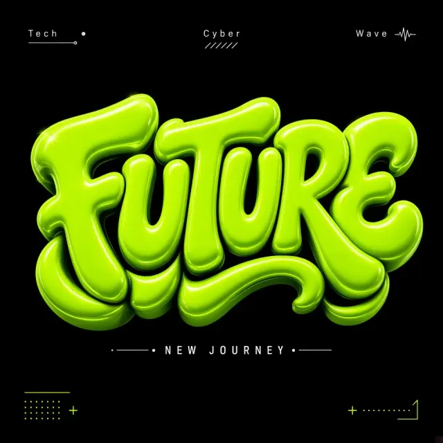 Futuristic image example: Neon Green 3D Graffiti Typography