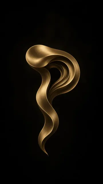 Chiaroscuro image example: Brushed Gold Fluid Letter P Monogram Art