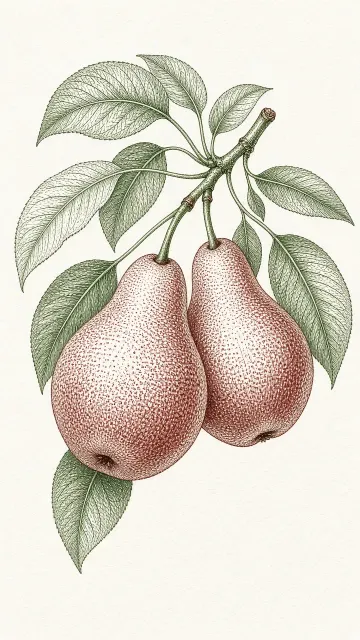 Stipple and Cross Hatching Pen and Ink Pears