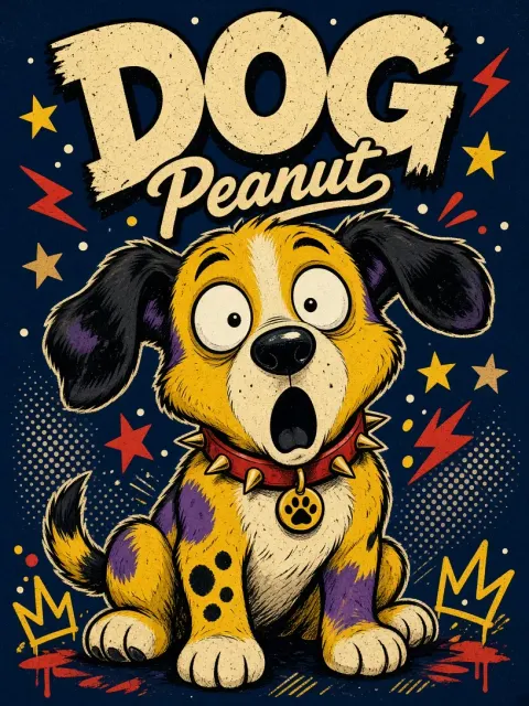 Vintage American Cartoon Quizzical Pup Graffiti
