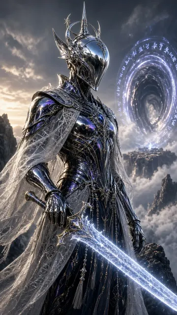 Hard Lighting image example: Cybernetic Celestial Archmage Cinematic CG Concept
