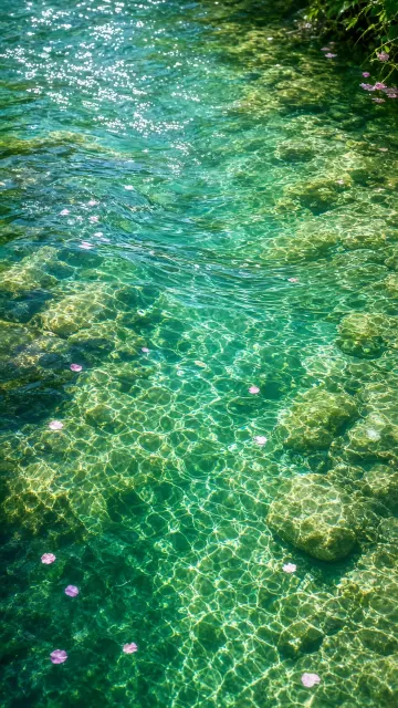 Healing Summer Wallpaper of Sparkling Clear Water Surface