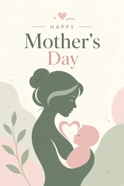 geometric abstract image example: Flat Vector Mother's Day Silhouette Poster