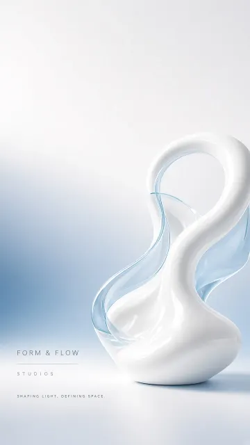 Minimalist White Sculpture Poster in Blue-White Gradient