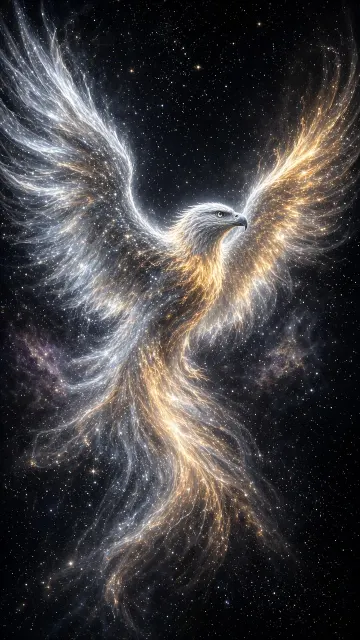 Cosmic Eagle of Stardust and Nebula Illustration