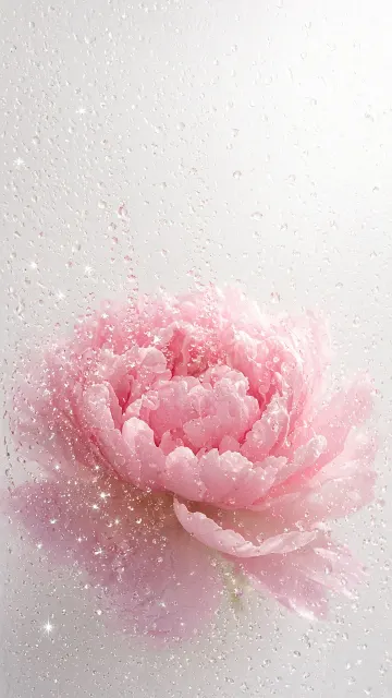 Frosted Matte image example: Pink Peony Behind Dewy Frosted Glass Photography