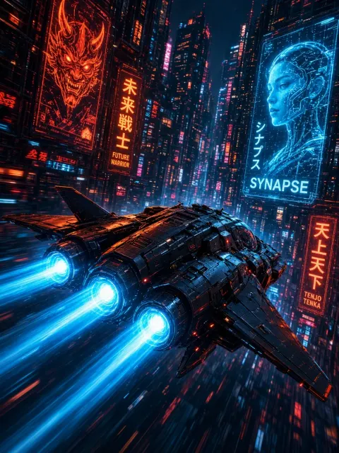 Cyberpunk Futuristic Aircraft Concept Art