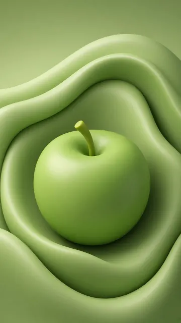 3D Cartoon Green Apple Mobile Wallpaper