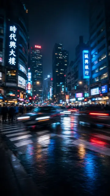 Cool Tone image example: Cinematic City Night Intersection Photography