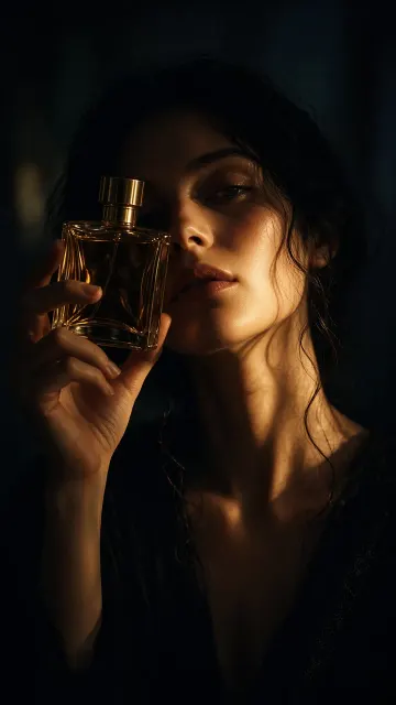Vintage Film Mood Portrait with Glass Bottle