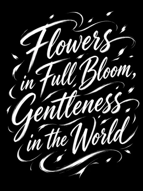 Handwritten image example: Poetic Floral Calligraphy on Black Background