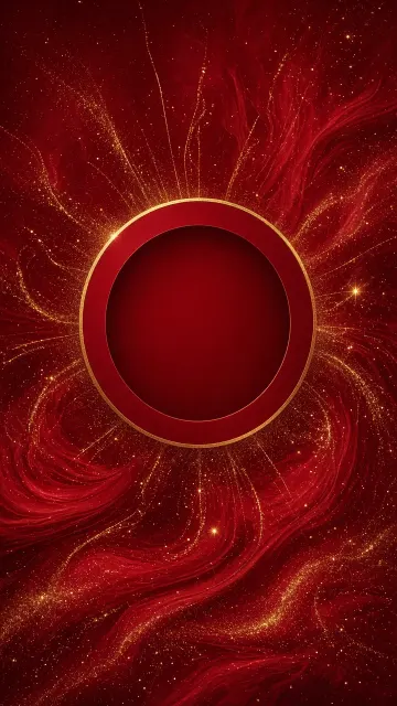 Logo Insignia image example: Crimson Gradient Fluid and Golden Ring Visual Identity