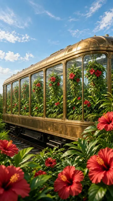 Urban Street image example: Vintage Train Glass Terrarium Serene Scene