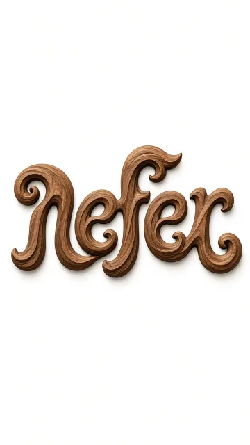 Abstract Lettering image example: Walnut Woodgrain Fluid Typography Nefer