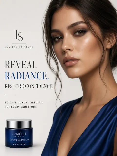 Female Portrait image example: CGI Beauty Editorial with Brunette Woman in Blue