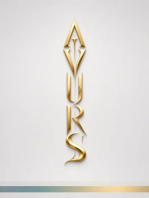 Geometric image example: Futuristic Gold Metallic Custom Typography Design