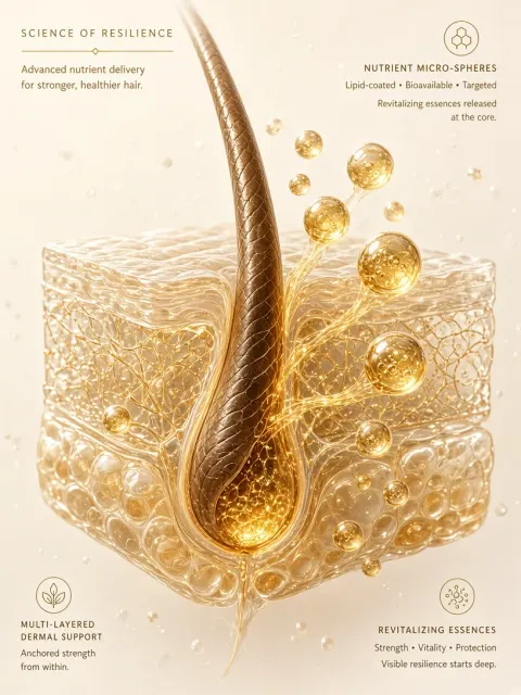 Metallic Sheen image example: Hair Follicle Nutrient Science 3D Visual