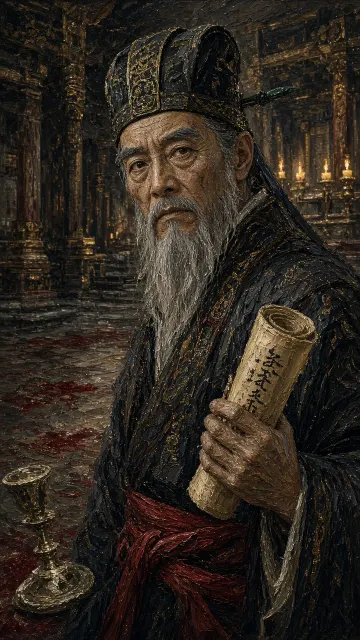 Closeup image example: Realistic Oil Portrait of Shang Dynasty Minister Shang Rong