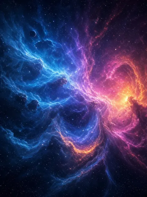 Deep Blue Cyberpunk Cosmic Nebula CGI