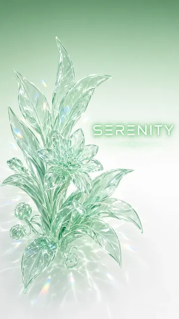 Unreal Engine 5 image example: Translucent Mint Glass Tropical Flora with Glowing Serenity Text