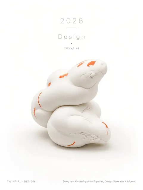 Calm and Healing image example: Minimalist 3D Orange Koi Branding Design