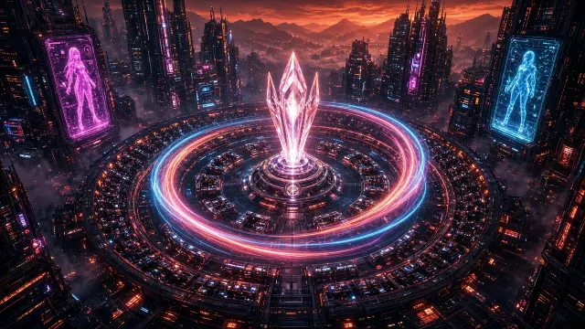 Futuristic City image example: 3D Panoramic Futuristic Esports City Arena