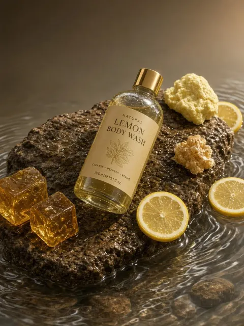 Luxury Lemon Body Wash Still Life Photography