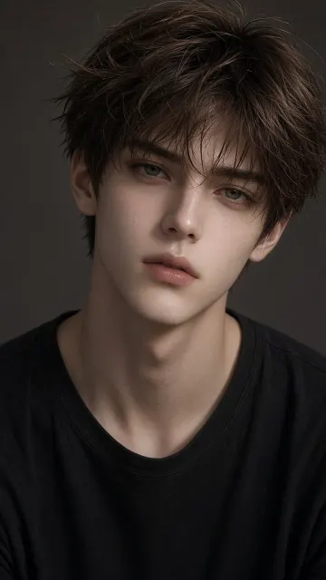 Male Model image example: Anime-Inspired Brunette Male Aesthetic Portrait