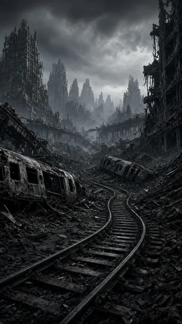 Post-Apocalyptic image example: Post-Apocalyptic Ruined City 3D Concept