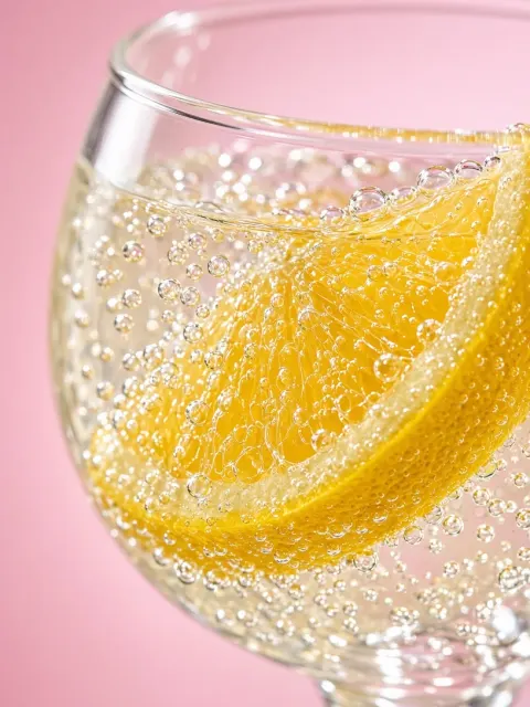 glassware image example: Extreme Macro Sparkling Fruit Drink Photography