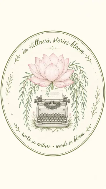 Emblem Design image example: Healing Forest Typewriter Lotus Circular Emblem