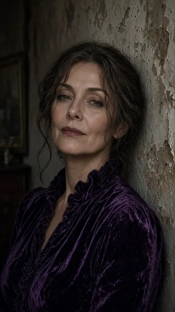 Moody Velvet Portrait in Dim Natural Light