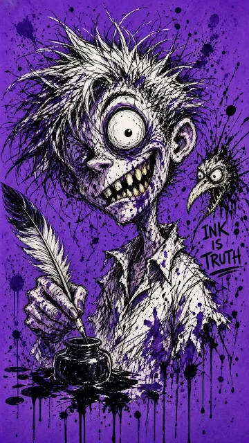 Quirky Character image example: Expressive Steadman Style Inky Boy Sketch