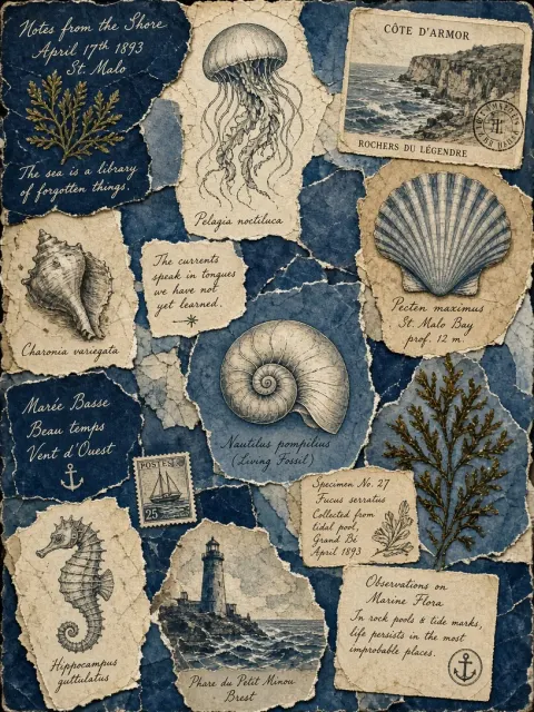 Tactile Texture image example: Deep Sea Mixed Media Collage Art
